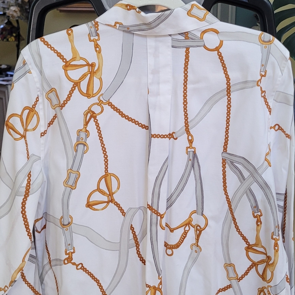Chico's No Iron Stretch Status Print Tunic Size 2 (12) - Picture 11 of 14